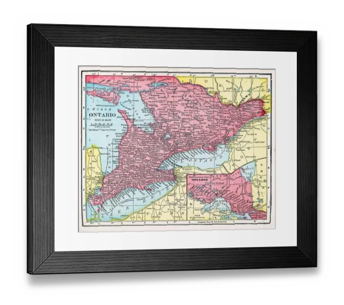Framed Print : Map Of Ontario Framed Print : Map Of Ontario