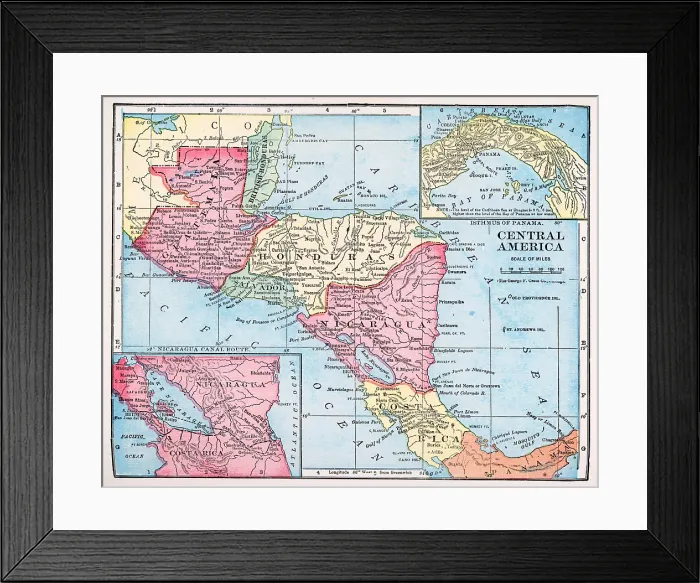 Framed Print : Map Of Central America Framed Print : Map Of Central America