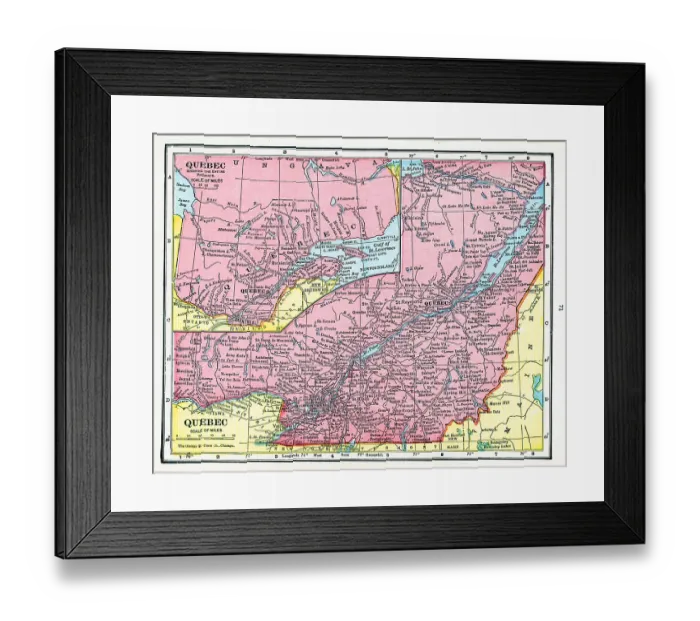 Framed Print : Map Of Quebec Framed Print : Map Of Quebec