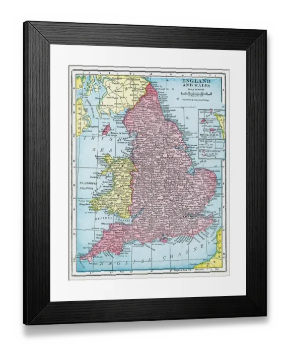 Framed Print : Map Of England And Wales Framed Print : Map Of England And Wales
