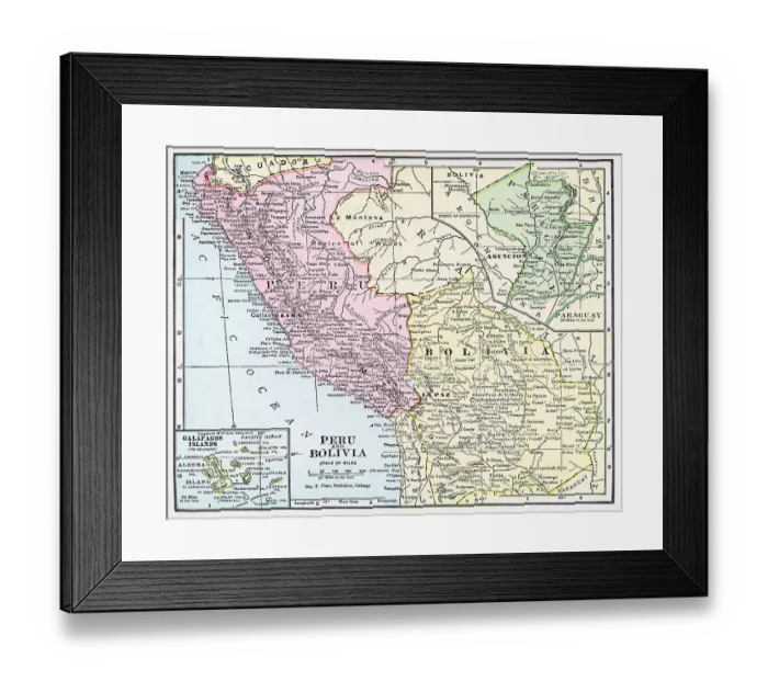 Framed Print : Map Of Peru And Bolivia