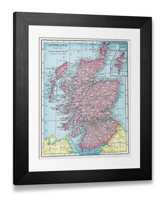 Framed Print : Map Of Scotland Framed Print : Map Of Scotland