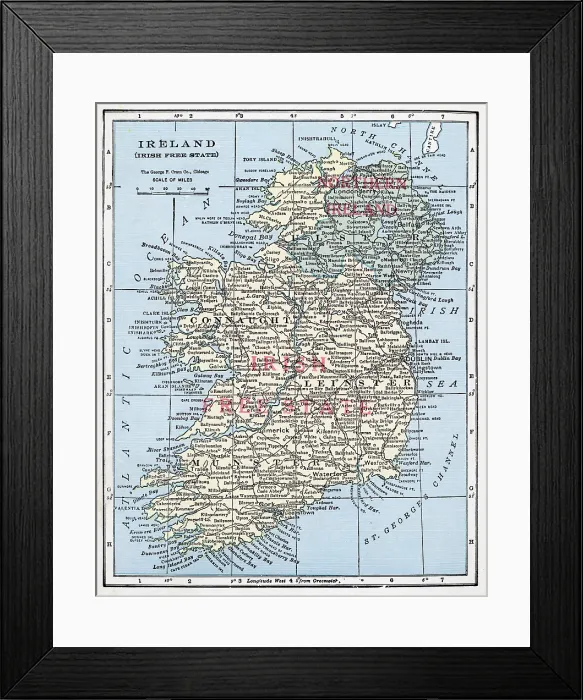 Framed Print : Map Of Ireland Framed Print : Map Of Ireland