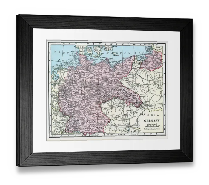 Framed Print : Map Of Germany Framed Print : Map Of Germany