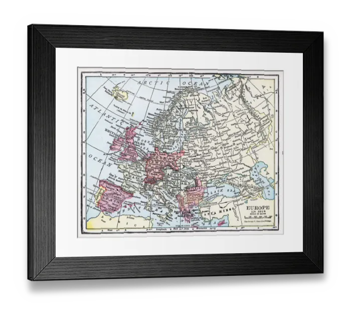 Framed Print : Map Of Europe, 1914 Framed Print : Map Of Europe, 1914