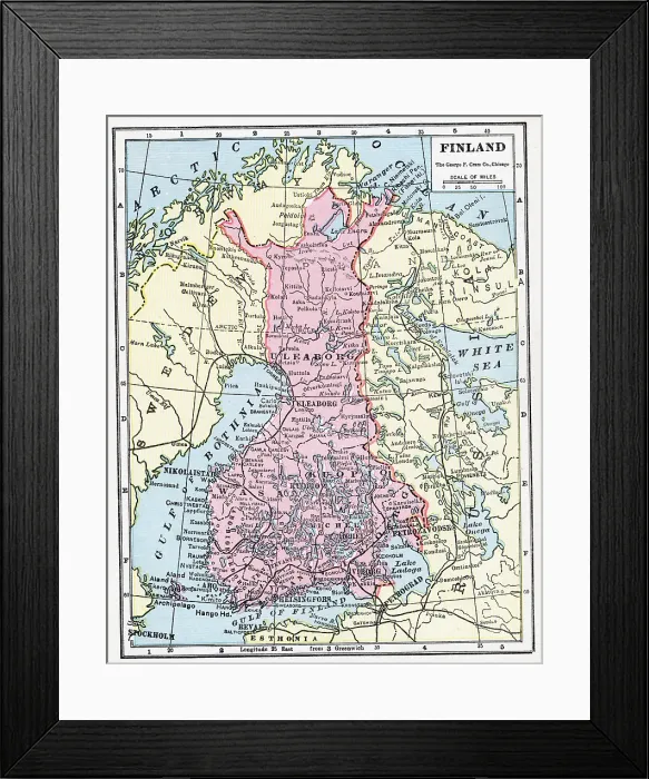 Framed Print : Map Of Finland Framed Print : Map Of Finland