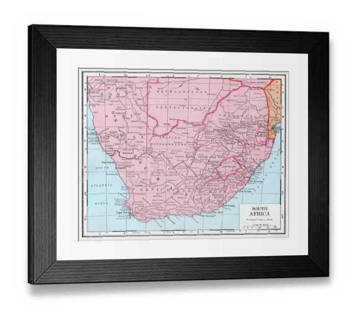 Framed Print : Map Of South Africa Framed Print : Map Of South Africa