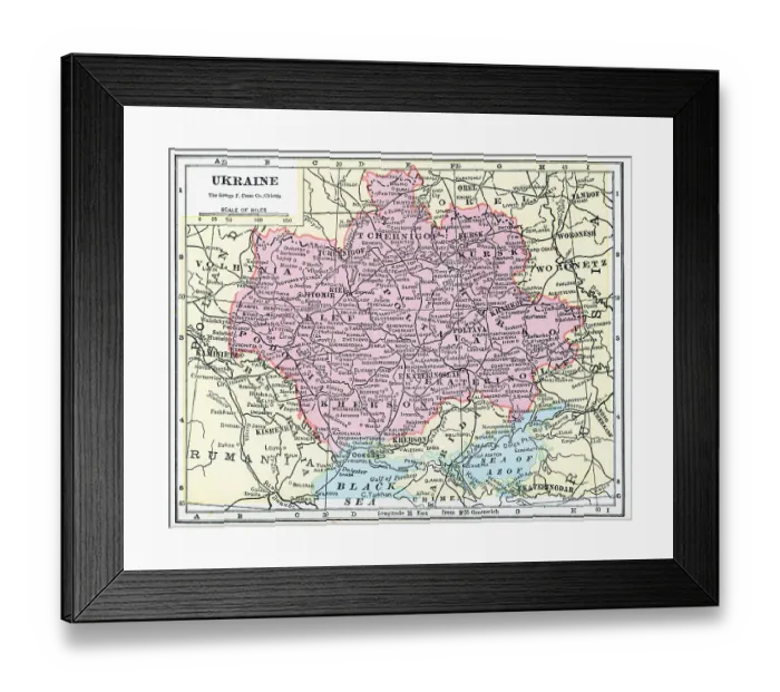 Framed Print : Map Of Ukraine Framed Print : Map Of Ukraine