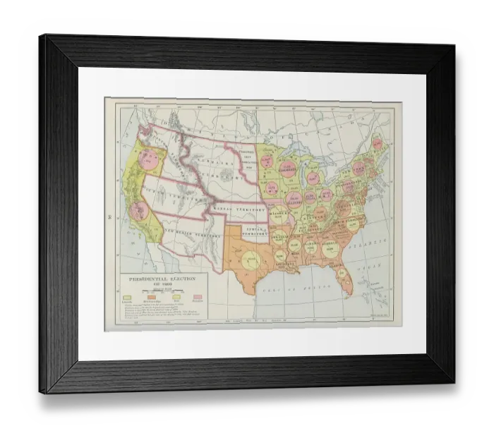 Framed Print : Map Of The Presidential Election Of 1860 Framed Print : Map Of The Presidential Election Of 1860
