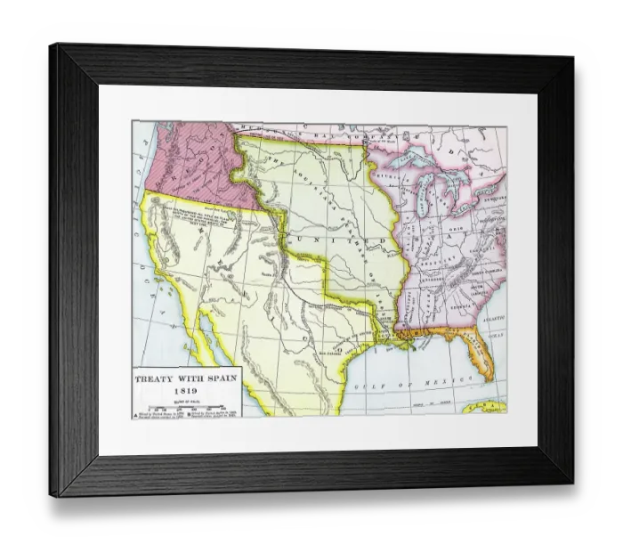 Framed Print : Treaty With Spain 1819 Framed Print : Treaty With Spain 1819