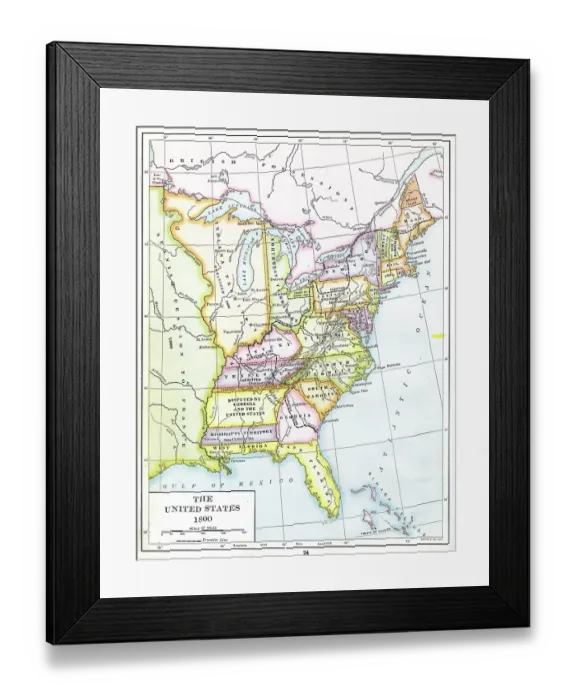 Framed Print : Color Coded Map Of USA Framed Print : Color Coded Map Of USA