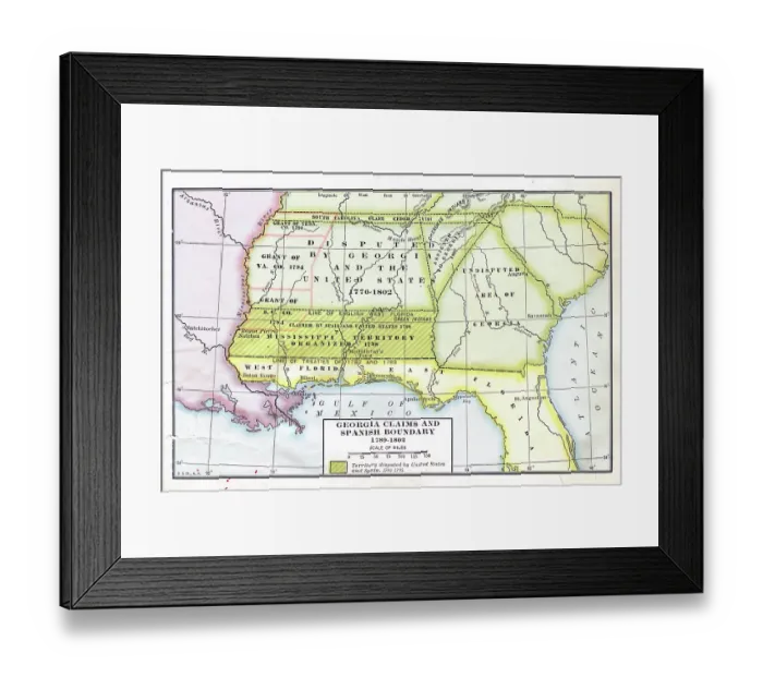 Framed Print : Territorial Claims Of Georgia, Spain, & The US Framed Print : Territorial Claims Of Georgia, Spain, & The US