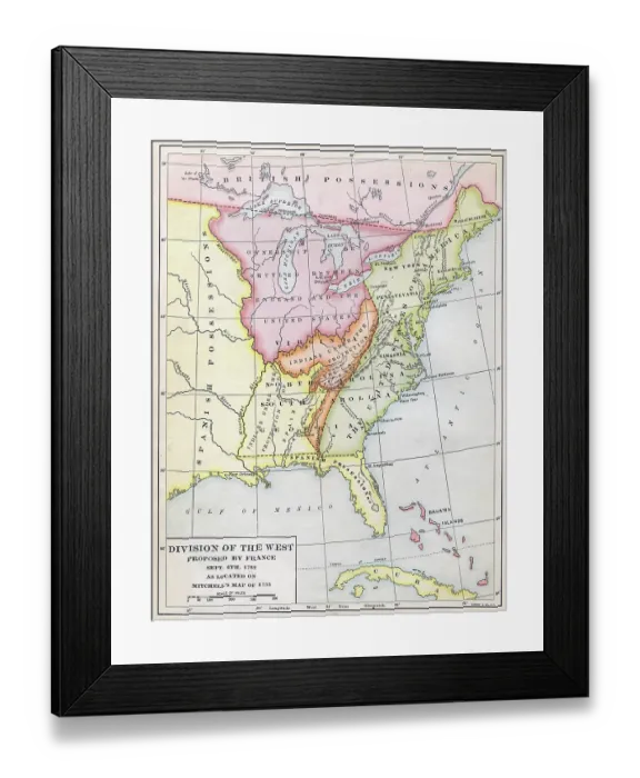 Framed Print : French-Proposed Division Of Western N America Framed Print : French-Proposed Division Of Western N America