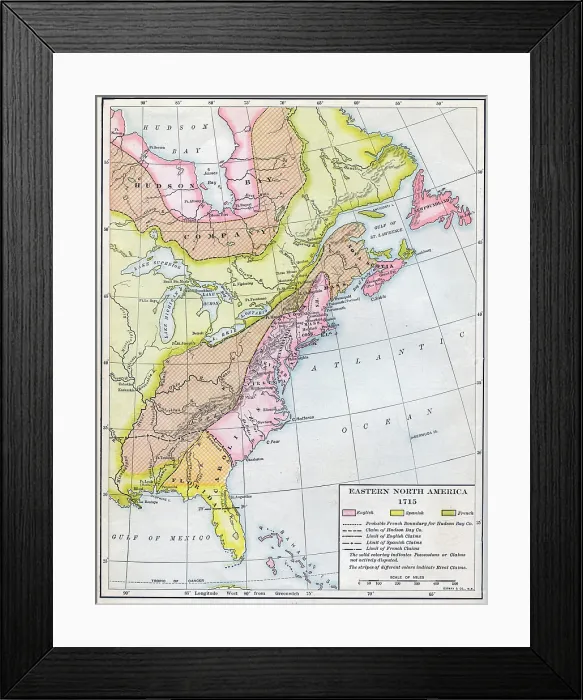 Framed Print : Map Of English, Spanish, And French Claims Framed Print : Map Of English, Spanish, And French Claims