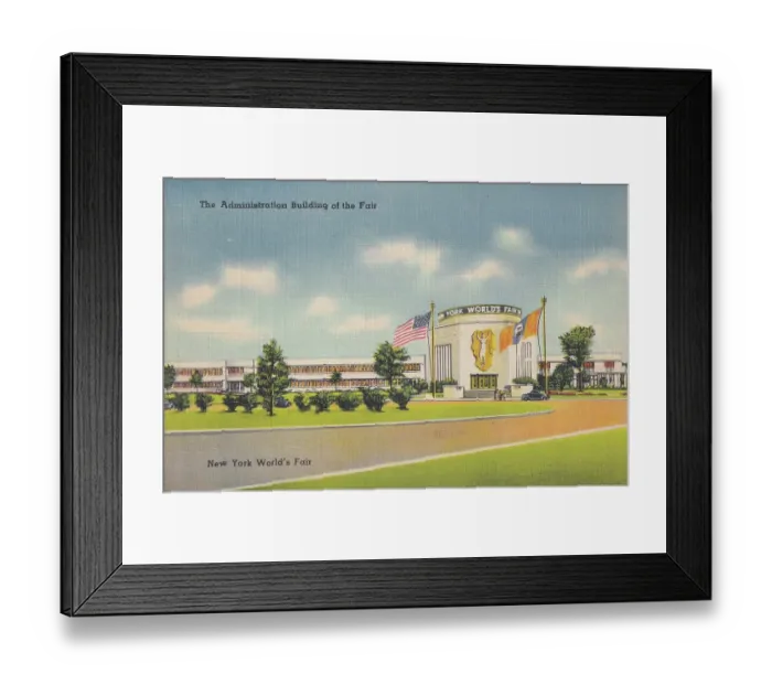 Framed Print : Vintage souvenir postcard, New York City World's Fair, 1939 Framed Print : Vintage souvenir postcard, New York City World's Fair, 1939