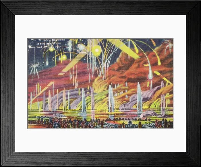 Framed Print : Vintage souvenir postcard, New York City World's Fair, 1939 Framed Print : Vintage souvenir postcard, New York City World's Fair, 1939