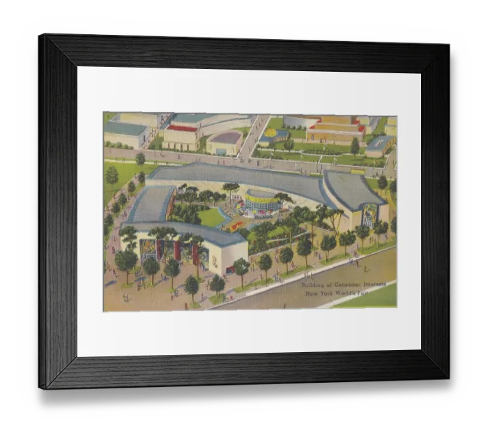 Framed Print : Vintage souvenir postcard, New York City World's Fair, 1939 Framed Print : Vintage souvenir postcard, New York City World's Fair, 1939