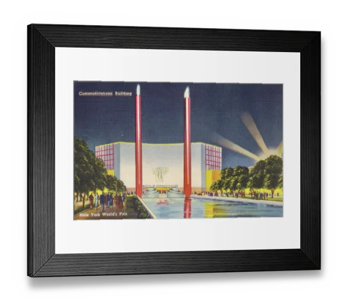 Framed Print : Vintage souvenir postcard, New York City World's Fair, 1939