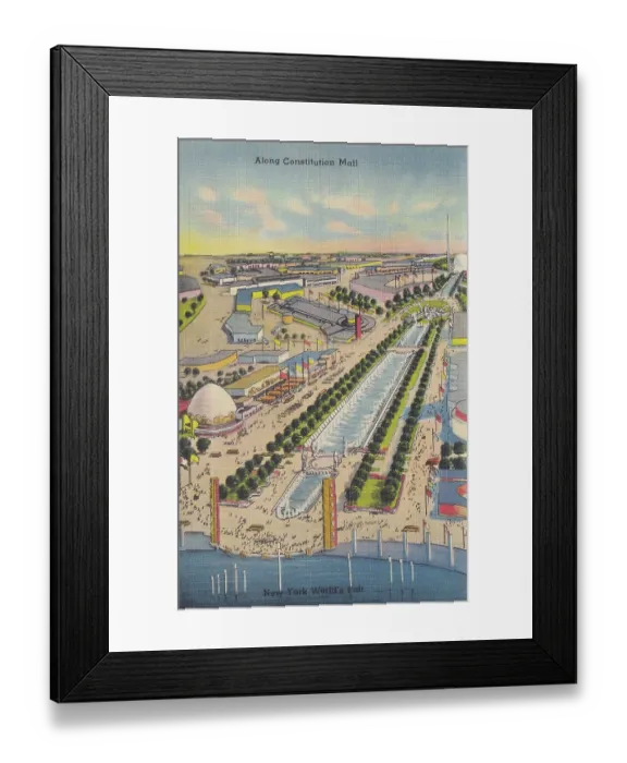 Framed Print : Vintage souvenir postcard, New York City World's Fair, 1939 Framed Print : Vintage souvenir postcard, New York City World's Fair, 1939