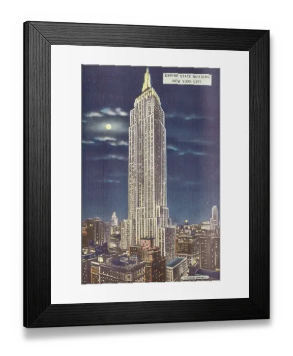 Framed Print : Vintage souvenir postcard, The Empire State Building, NYC, New York, ca 1944 Framed Print : Vintage souvenir postcard, The Empire State Building, NYC, New York, ca 1944