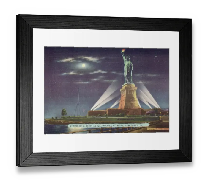 Framed Print : Vintage souvenir postcard, Statue of Liberty, NYC, New York, ca 1944 Framed Print : Vintage souvenir postcard, Statue of Liberty, NYC, New York, ca 1944