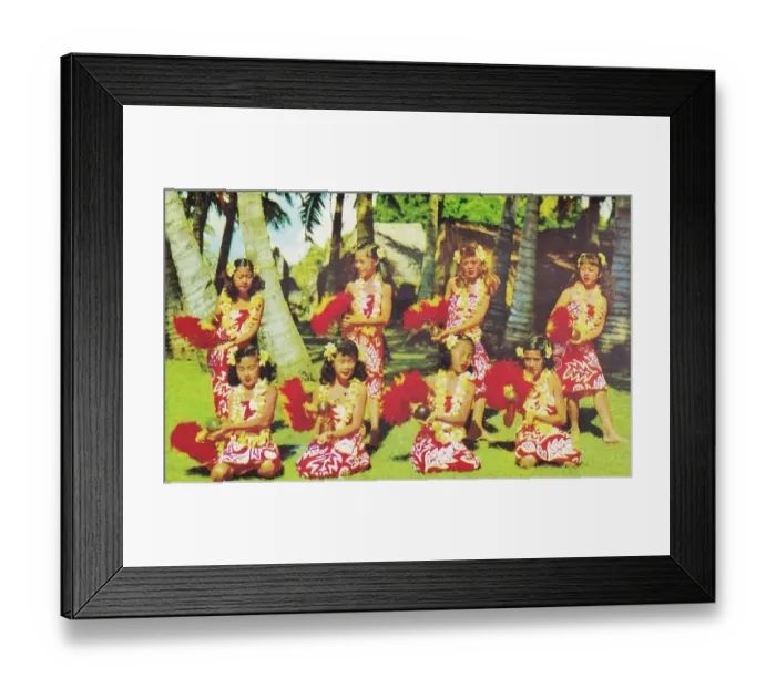 Framed Print : Vintage souvenir postcard, Hula Dancers, Hawaii, 1951 Framed Print : Vintage souvenir postcard, Hula Dancers, Hawaii, 1951