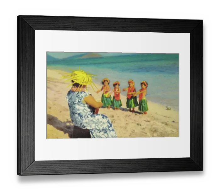 Framed Print : Vintage souvenir postcard, Hula Dancers, Hawaii, 1951 Framed Print : Vintage souvenir postcard, Hula Dancers, Hawaii, 1951