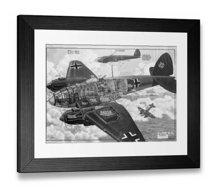 Framed Print : Cutaway Of A Heinkel He 111