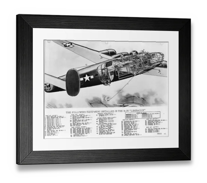 Framed Print : B-24 Cutaway