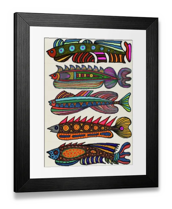 Framed Print : 'Untitled, by Mario De Biasi, from the 'Fishes' series, 20th Century, drawing'