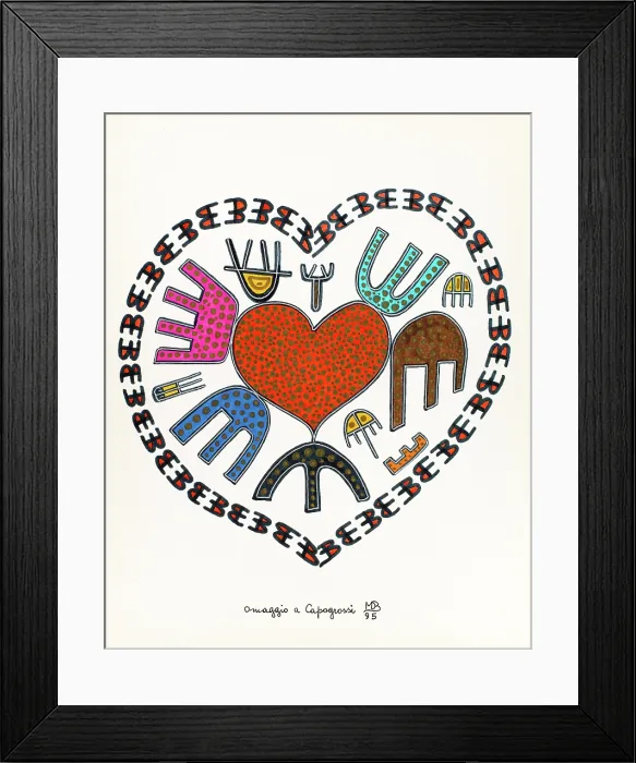 Framed Print : 'Tribute to Capogrossi (Omaggio a Capogrossi), by Mario De Biasi, from the 'Hearts' series, 1985, 20th Century, drawing' Framed Print : 'Tribute to Capogrossi (Omaggio a Capogrossi), by Mario De Biasi, from the 'Hearts' series, 1985, 20th Century, drawing'