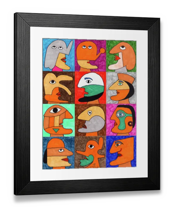 Framed Print : 'Tribute to Victor Brauner (Omaggio a Victor Brauner), by Mario De Biasi, from the 'Faces' series, 1999, 20th Century, drawing'