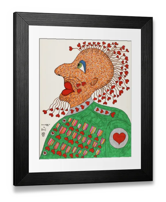 Framed Print : 'Tribute to Baj (Omaggio a Baj), by Mario De Biasi, from the 'Hearts' series, 1996, 20th Century, drawing' Framed Print : 'Tribute to Baj (Omaggio a Baj), by Mario De Biasi, from the 'Hearts' series, 1996, 20th Century, drawing'