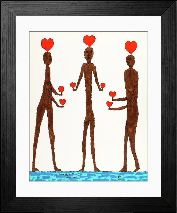 Framed Print : 'Tribute to Giacometti (Omaggio a Giacometti), by Mario De Biasi, from the 'Hearts' series, 1996, 20th Century, drawing' Framed Print : 'Tribute to Giacometti (Omaggio a Giacometti), by Mario De Biasi, from the 'Hearts' series, 1996, 20th Century, drawing'