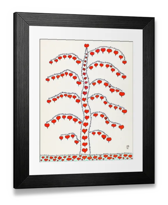 Framed Print : 'Untitled, by Mario De Biasi, from the 'Hearts' series, 1992, 20th Century, drawing'