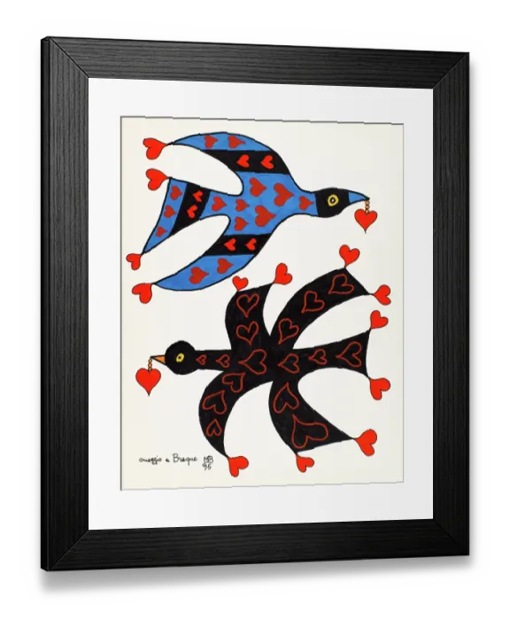 Framed Print : 'Tribute to Braque (Omaggio a Braque), by Mario De Biasi, from the 'Hearts' series, 1995, 20th Century, drawing' Framed Print : 'Tribute to Braque (Omaggio a Braque), by Mario De Biasi, from the 'Hearts' series, 1995, 20th Century, drawing'