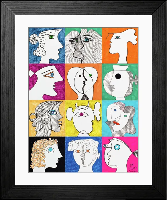 Framed Print : 'Tribute to Braque (Omaggio a Braque), by Mario De Biasi, from the 'Faces' series, 1999, 20th Century, drawing' Framed Print : 'Tribute to Braque (Omaggio a Braque), by Mario De Biasi, from the 'Faces' series, 1999, 20th Century, drawing'