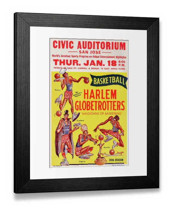 Framed Print : Harlem Globetrotters At The San Jose Civic Auditorium