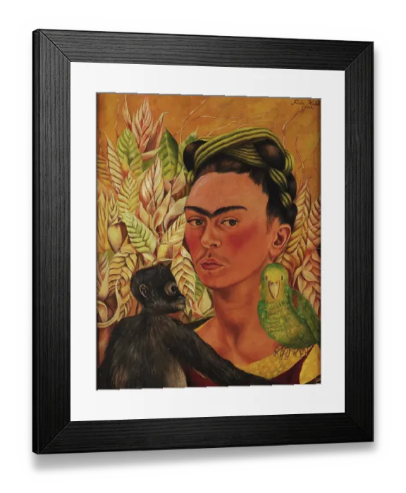 Framed Print : Self-Portrait With Monkey And Parrot