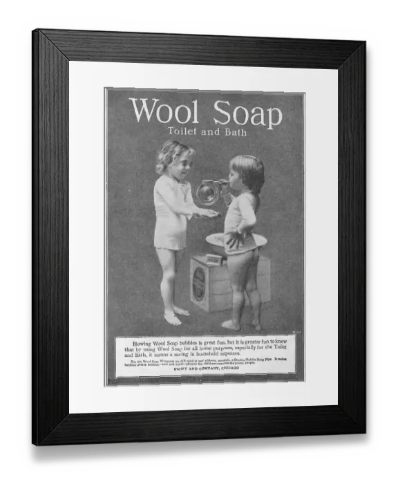 Framed Print : Wool Soap. Advertisement for Wool Soap by Swift and Company in Chicago, Illinois, 1899 Framed Print : Wool Soap. Advertisement for Wool Soap by Swift and Company in Chicago, Illinois, 1899