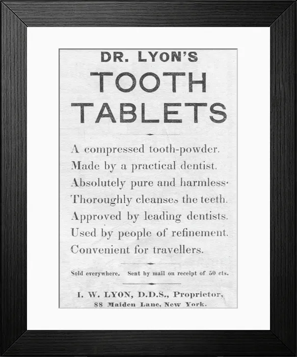 Framed Print : Dr. Lyon's Tooth Tablets Framed Print : Dr. Lyon's Tooth Tablets