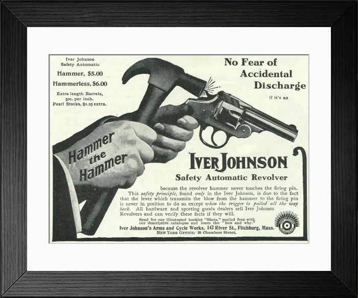 Framed Print : Ad For Iver Johnson Automatic Revolver Framed Print : Ad For Iver Johnson Automatic Revolver