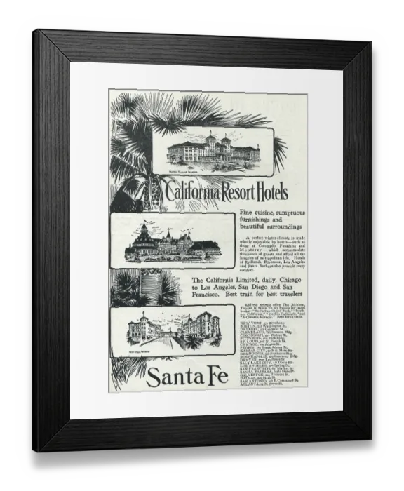 Framed Print : Ad For Santa Fe Railway Framed Print : Ad For Santa Fe Railway