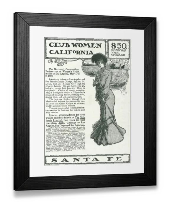Framed Print : Ad For Santa Fe Railway Framed Print : Ad For Santa Fe Railway