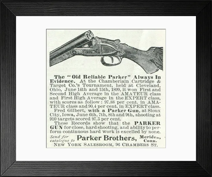 Framed Print : Ad For Parker Guns Framed Print : Ad For Parker Guns