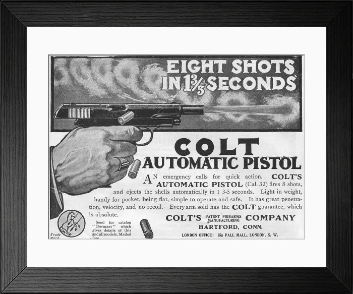 Framed Print : Ad For Colt Pistols Framed Print : Ad For Colt Pistols