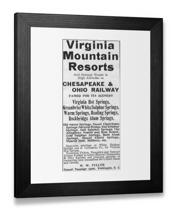 Framed Print : Ad For Chesapeake & Ohio Railway Framed Print : Ad For Chesapeake & Ohio Railway