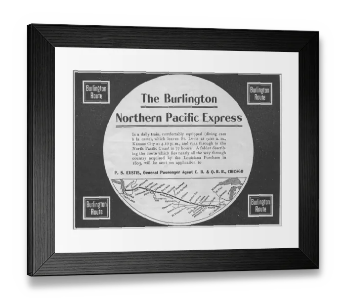 Framed Print : Ad For CB&Q Railroad Framed Print : Ad For CB&Q Railroad