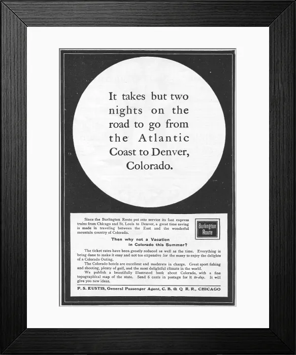 Framed Print : Ad For CB&Q Railroad Framed Print : Ad For CB&Q Railroad