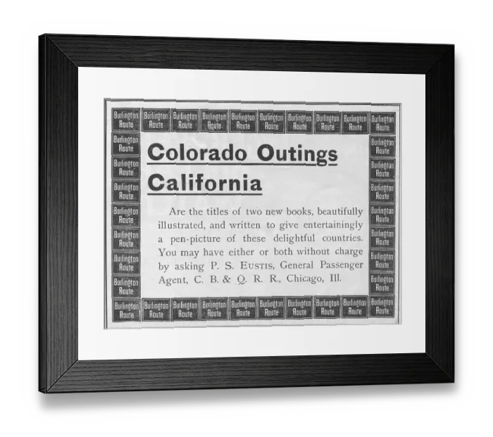 Framed Print : Ad For CB&Q Railroad Framed Print : Ad For CB&Q Railroad
